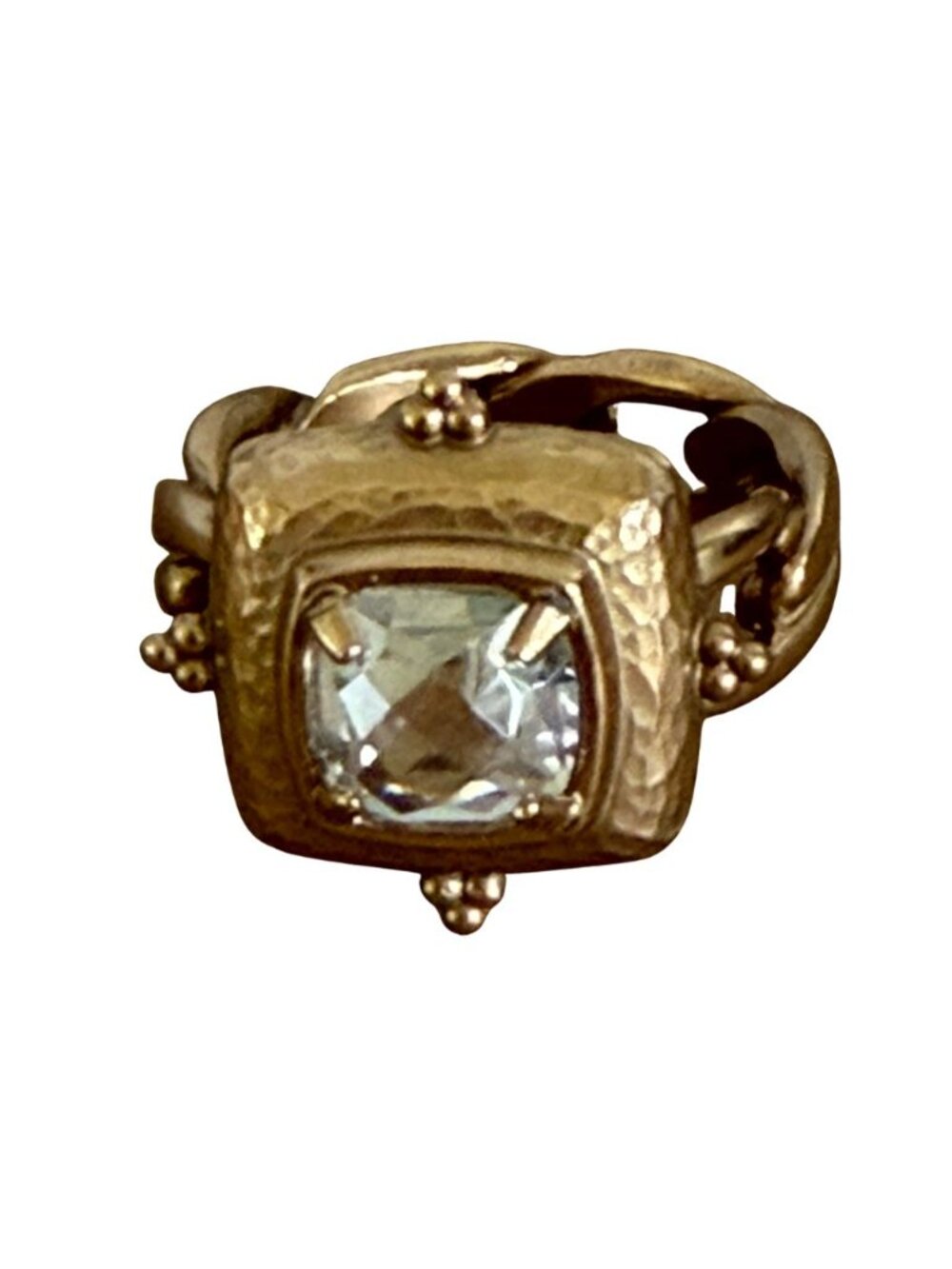 Brighton Gold Tone Crystal Ring Size 7 Statement Square Stone
